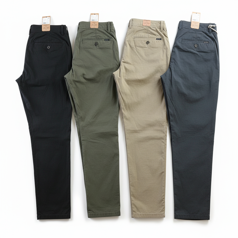 '-Calça Reta Masculina em Sarja - Kit 4 Unidades